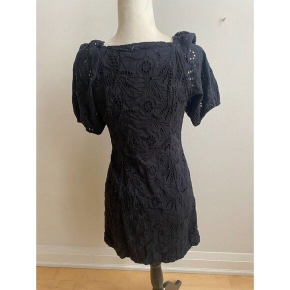 Free People BNWT womens "daniella" eyelet mini button up dress BNWT sz 6 NEW - Picture 5 of 12